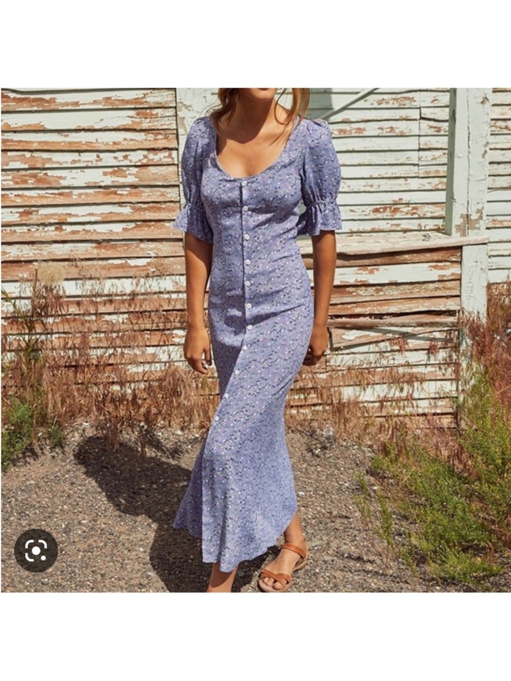 Christy Dawn Lennon Maxi Dress Lavender Floral Button-Front